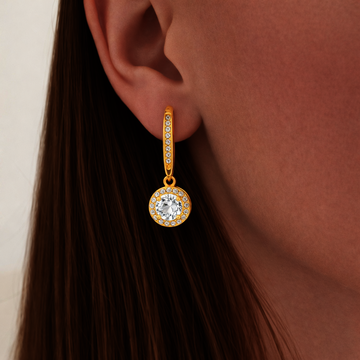 Stříbrné pozlacené náušnice se zirkony na klapku